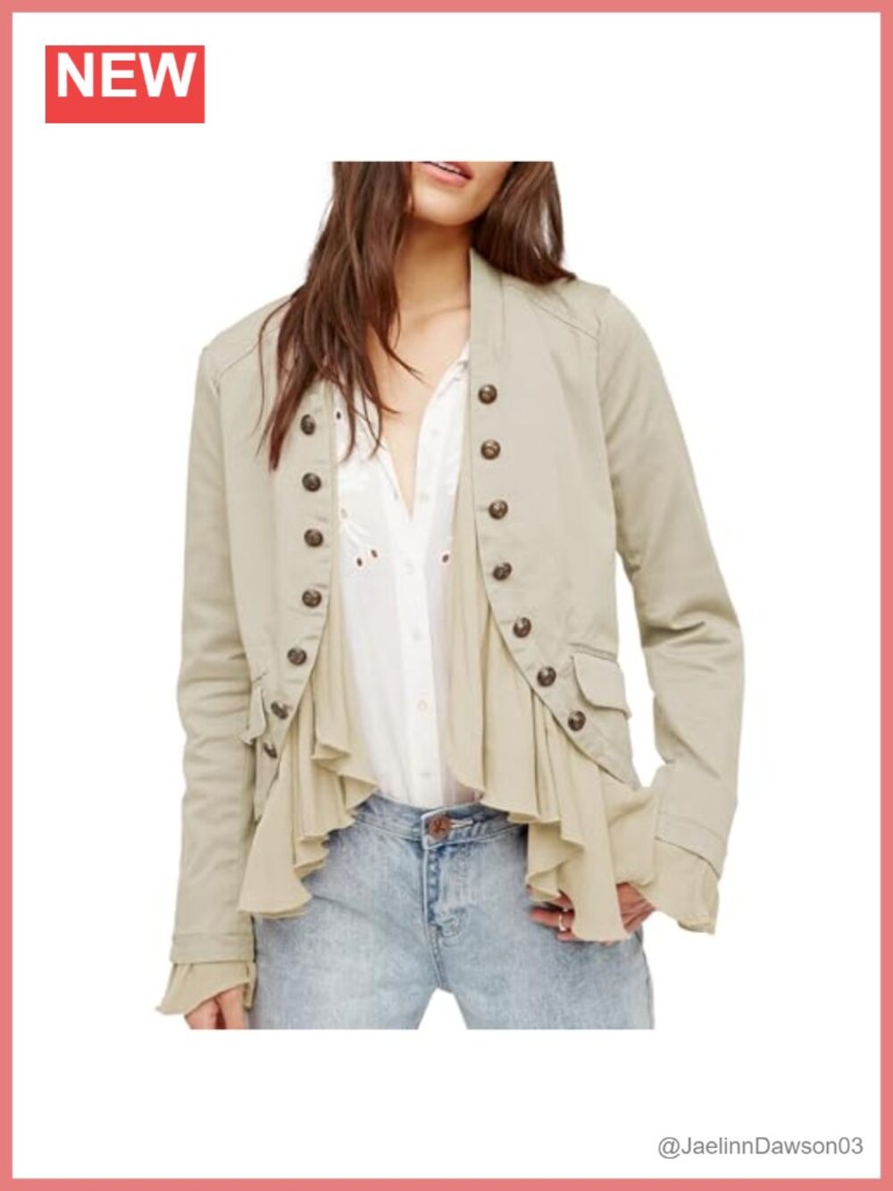 Women Cotton Ruffled High Low Steampunk Blazer Jacket